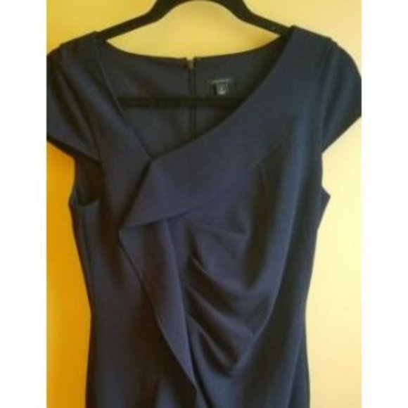 ANN TAYLOR DRESS RUCHED SIDE SIZE 4 SMALL BLUE - Picture 3 of 3